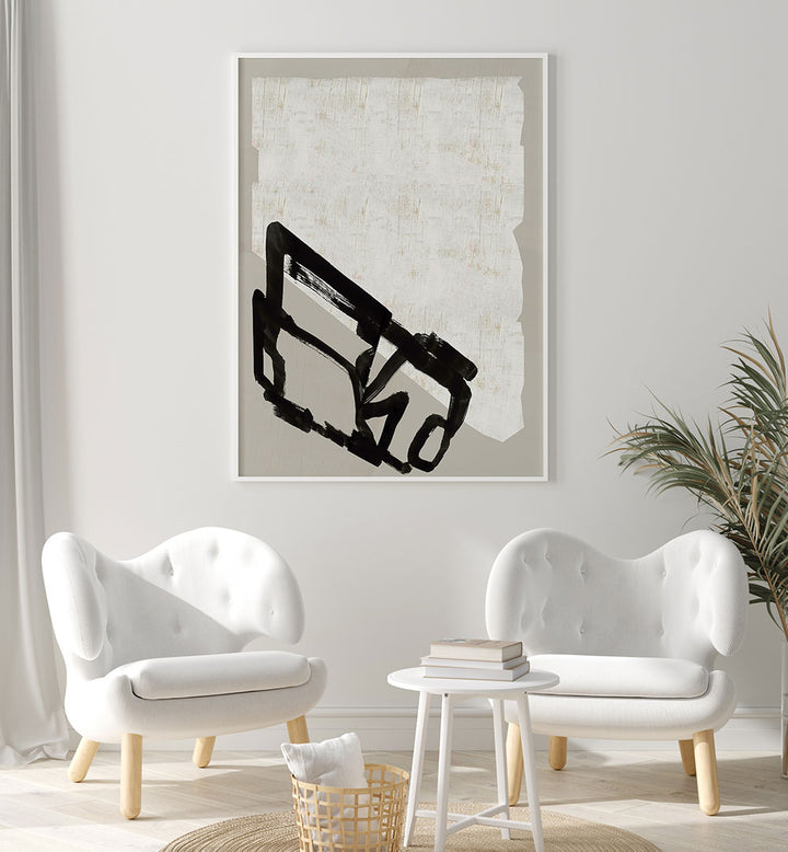 Stylish living room showcasing CONTEMPORARY I, ABSTRACT PAINTINGS, enhancing modern home decor with vibrant art.