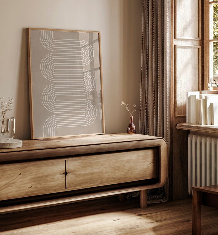 Stylish interior featuring MINIMAL SIMPLE ARCH III, BOHO ART PAINTINGS by The Miuus Studio in a modern setting.