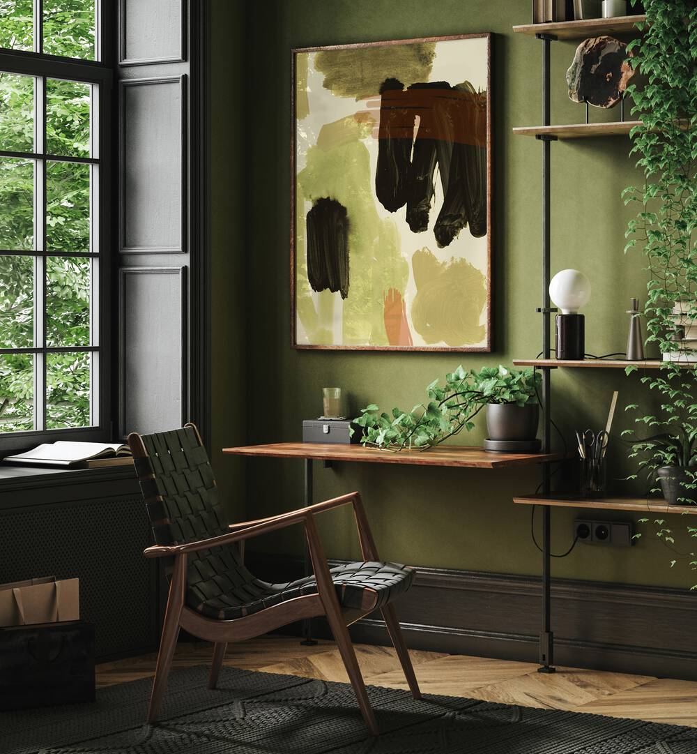 Stylish living room featuring MINIMALIST PAINTING VIII, ABSTRACT PAINTINGS, enhancing modern decor with elegance.