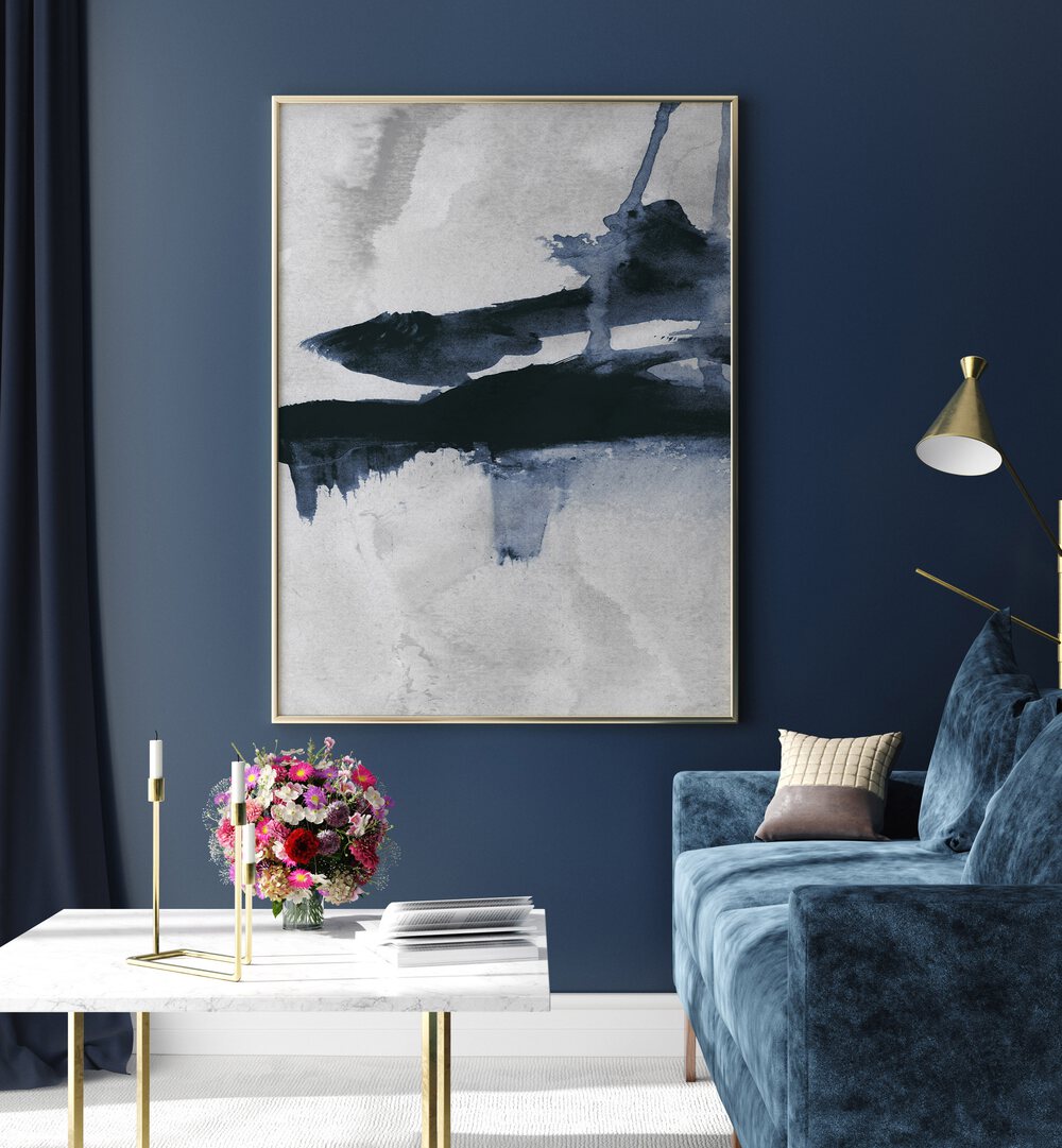 Stunning BLUE, ABSTRACT PAINTINGS enhance modern decor, adding tranquility and elegance to your living space.