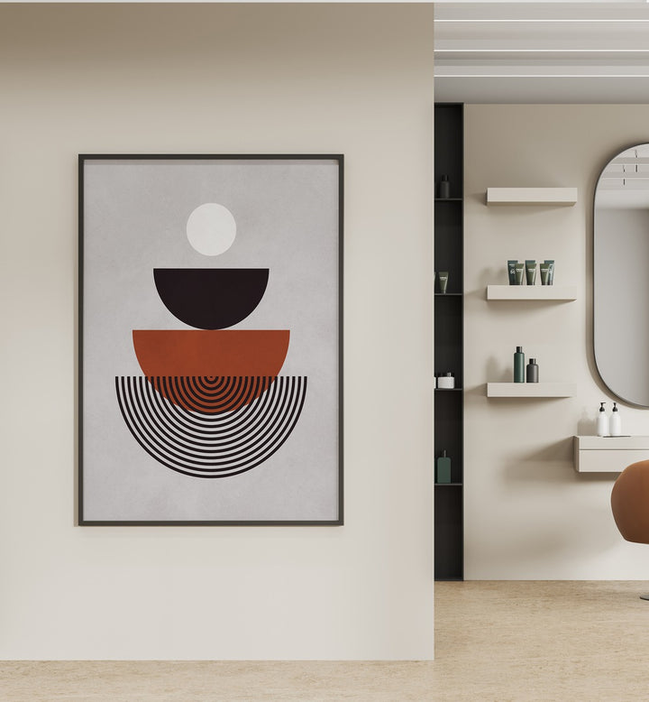Stylish LINES AND CIRCLES XVIII, BOHO ART PAINTINGS enhance your space with geometric harmony and chic aesthetics.