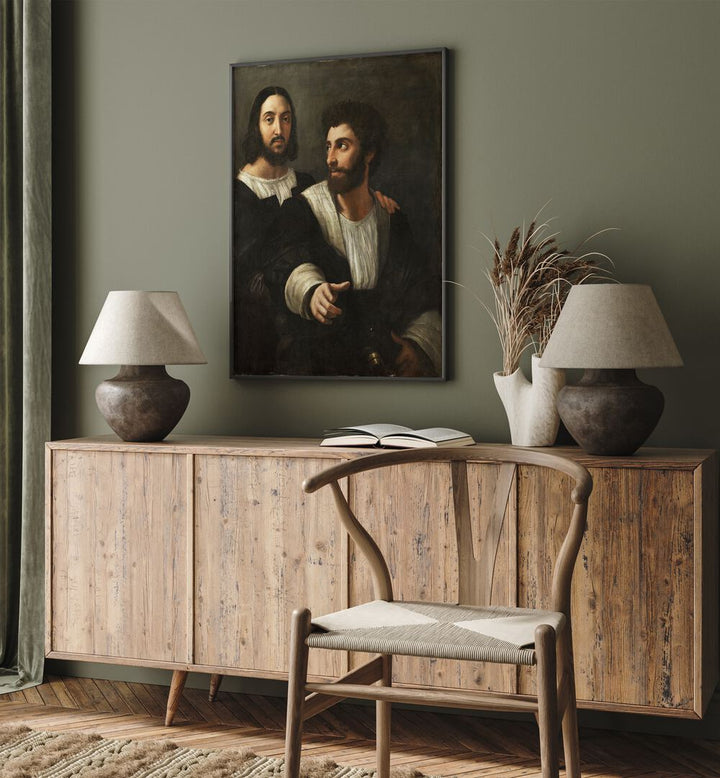 PORTRAIT DE L'ARTISTE AVEC UN AMI  , VINTAGE PAINTINGS