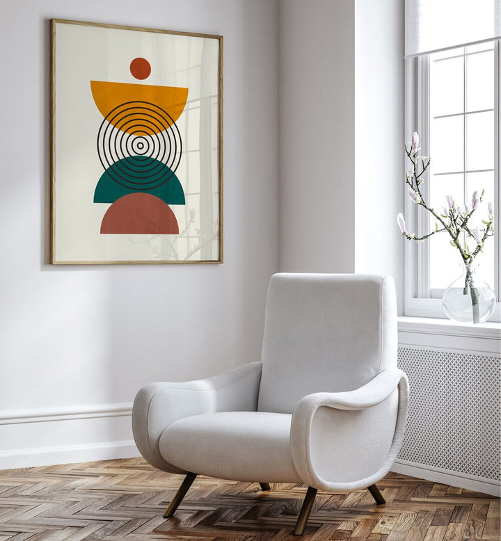 Modern LINES AND CIRCLES, BOHO ART PAINTINGS enhance your space with geometric beauty and vibrant colors.