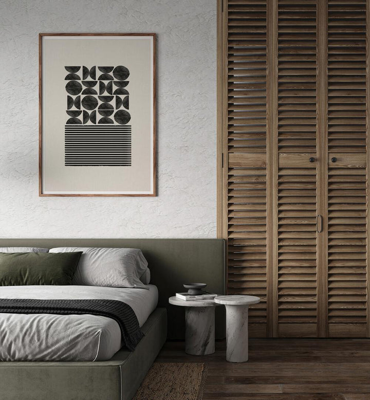 Stylish BLACK GEOMETRIC PATTERNS I art print from The Miuus Studio, perfect for contemporary home decor.