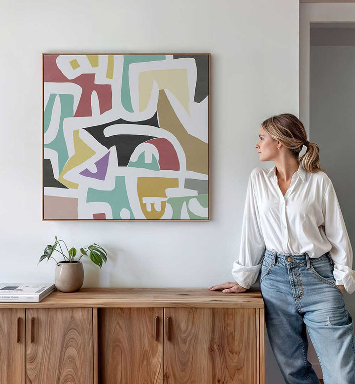 COLORFUL GEOMETRIC PATTERNS , ABSTRACT PAINTINGS