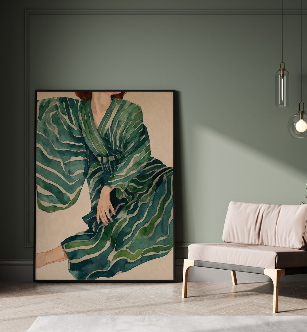 Vibrant abstract artwork, FIGURATIVE WOMAN NO.II, PORTRAITS, showcasing femininity in bold colors and dynamic forms.