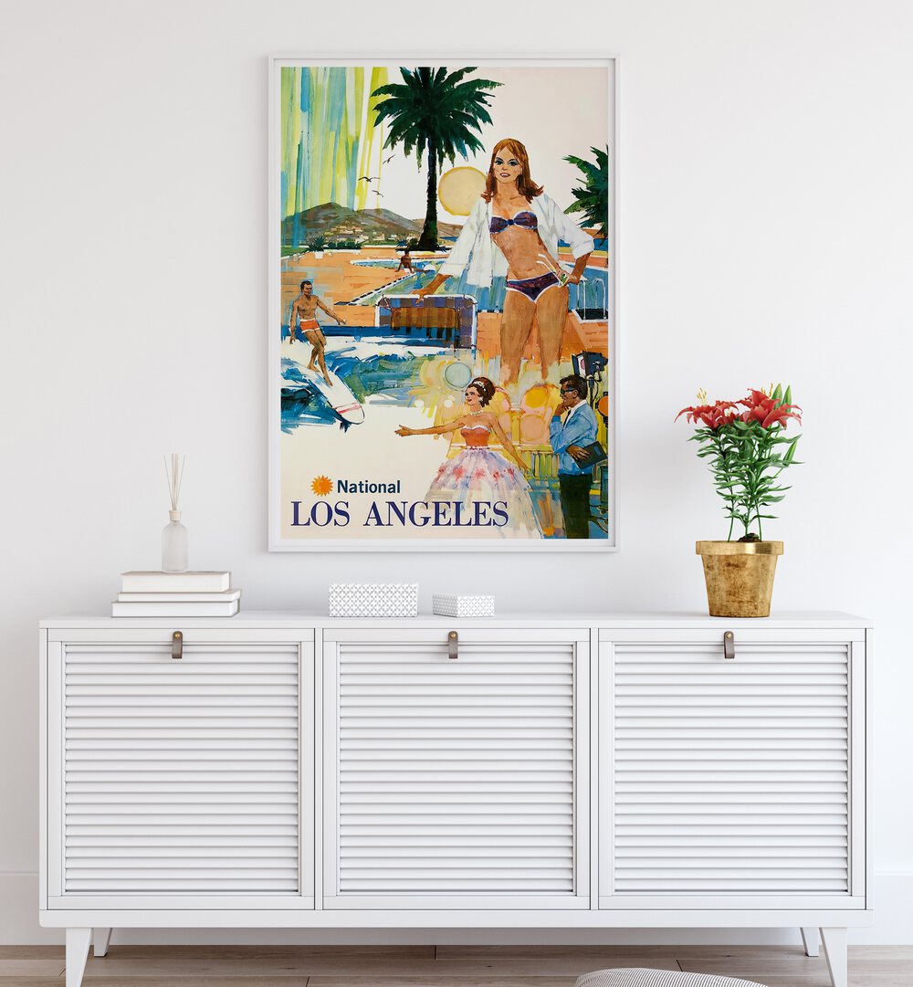 Vibrant LOS ANGELES I, VINTAGE TRAVEL POSTERS showcasing the city's culture and landscapes, perfect for home decor.