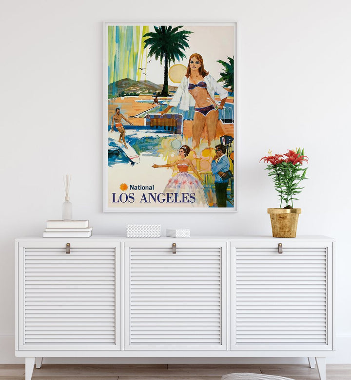 Vibrant LOS ANGELES I, VINTAGE TRAVEL POSTERS showcasing the city's culture and landscapes, perfect for home decor.