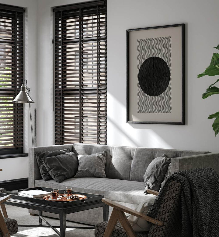 Stylish living room featuring BAB IV, GEOMETRIC ART PRINTS by The Miuus Studio, adding modern elegance and creativity.