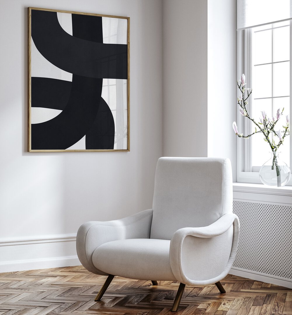 Stylish living room featuring UNDULATING, ABSTRACT PAINTINGS that enhance modern decor with innovative design.