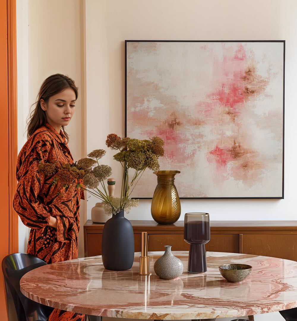 Stylish home decor featuring ROSE GOLD 1, ABSTRACT PAINTINGS, adding elegance and charm to any space.