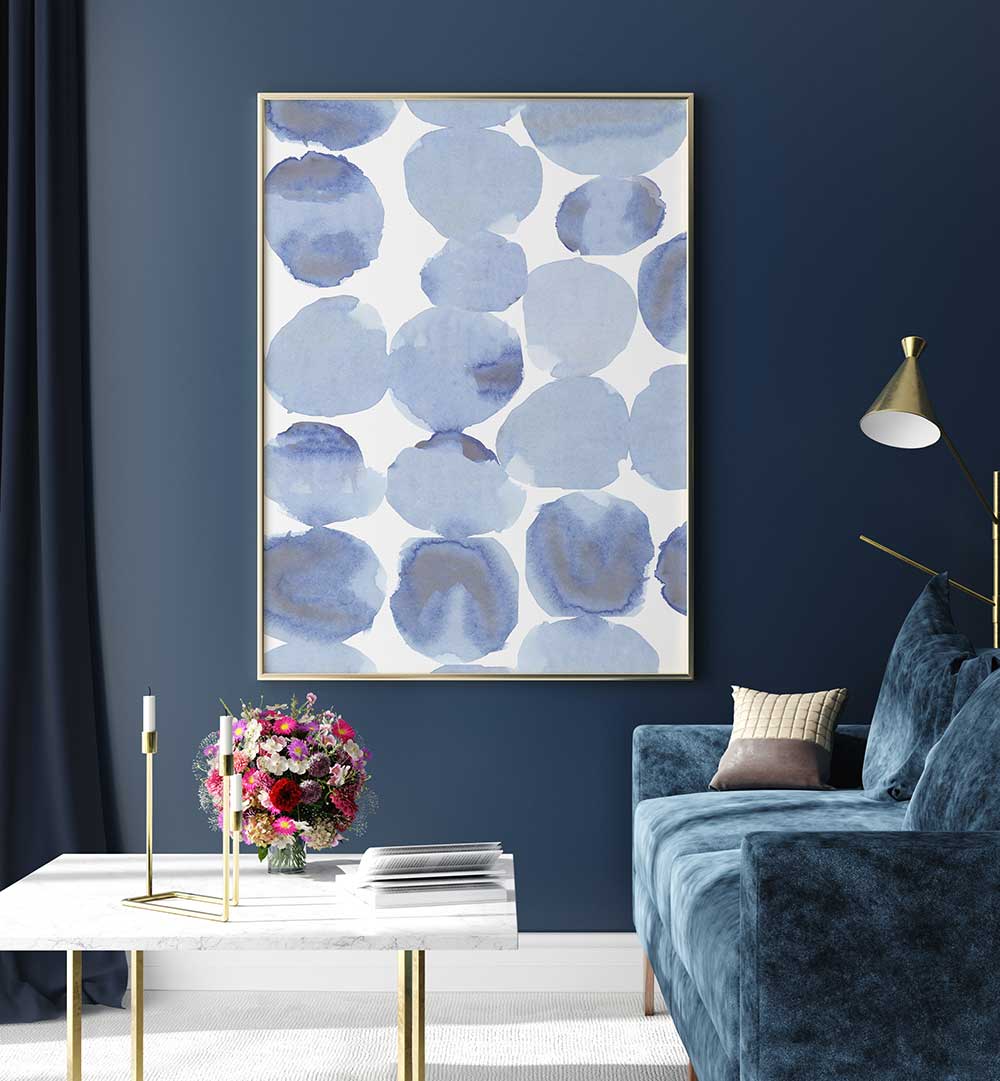 Stunning BLUE VIOLET GRIS WATERCOLOUR I, ABSTRACT PAINTINGS featuring vibrant blue and violet hues for modern decor.