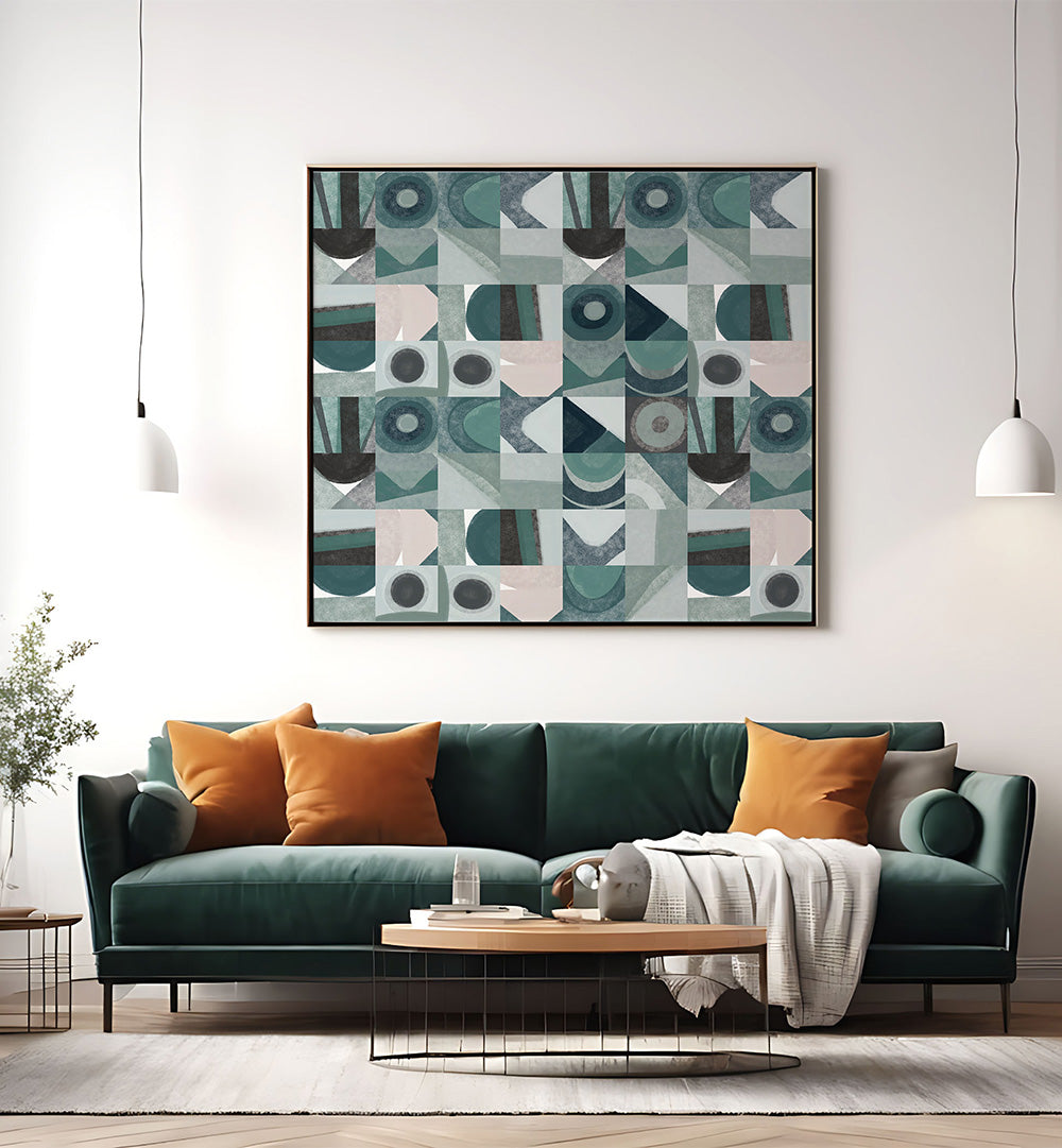 MID CENTURY GRID PATTERN FOUR , ABSTRACT PAINTINGS