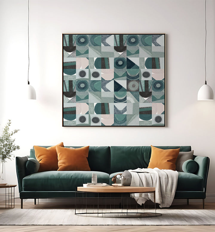 MID CENTURY GRID PATTERN FOUR , ABSTRACT PAINTINGS