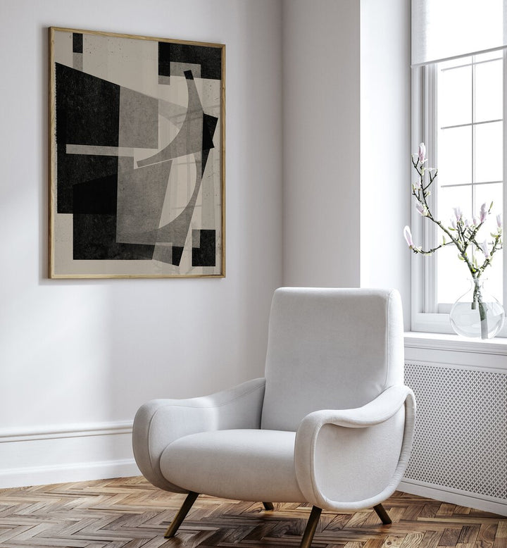 Stylish interior featuring PAPER CUT NO.VI, ABSTRACT PAINTINGS, enhancing modern decor with artistic elegance.