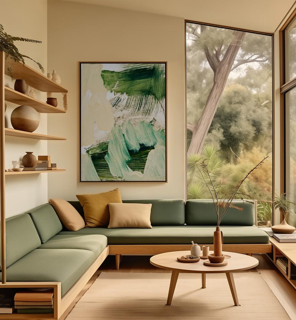 Stylish living room featuring a MINIMALIST PAINTING, ABSTRACT PAINTINGS that enhances modern decor and elegance.