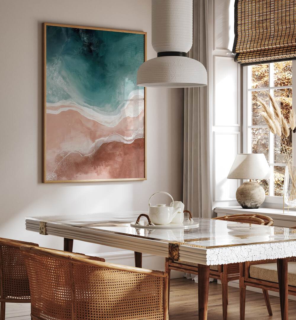 Serene home decor featuring QUIET SANDS AND GENTLE WAVES, ABSTRACT PAINTINGS, adding tranquility to any space.