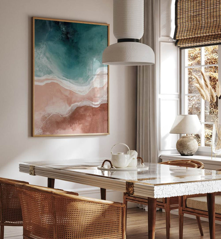 Serene home decor featuring QUIET SANDS AND GENTLE WAVES, ABSTRACT PAINTINGS, adding tranquility to any space.