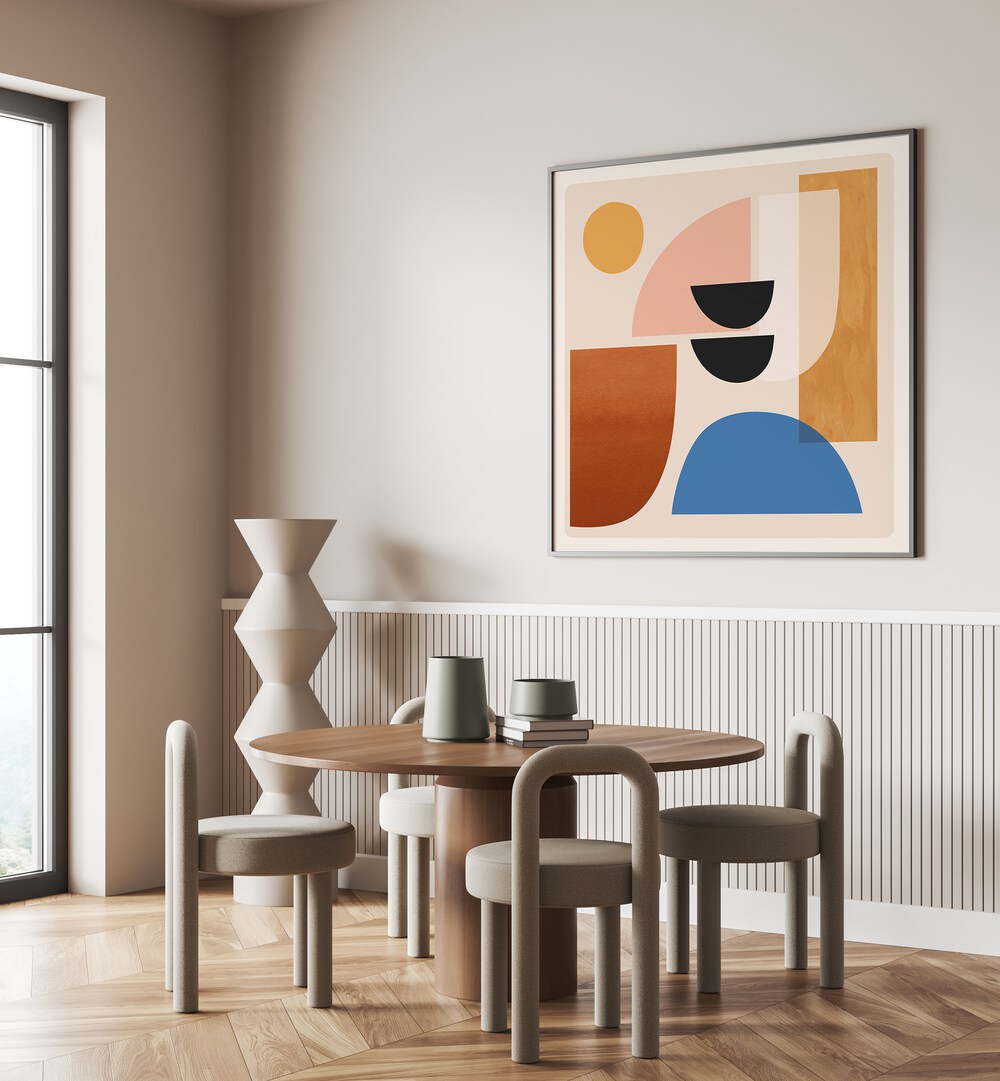 Stylish interior featuring ABSTRACT MINIMAL SHAPES VI, GEOMETRIC ART PRINTS, perfect for modern home decor.