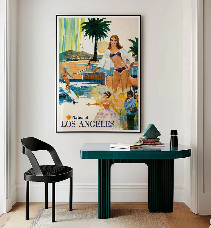 Bright and colorful LOS ANGELES I, VINTAGE TRAVEL POSTERS, perfect for adding a vibrant touch to any home decor.