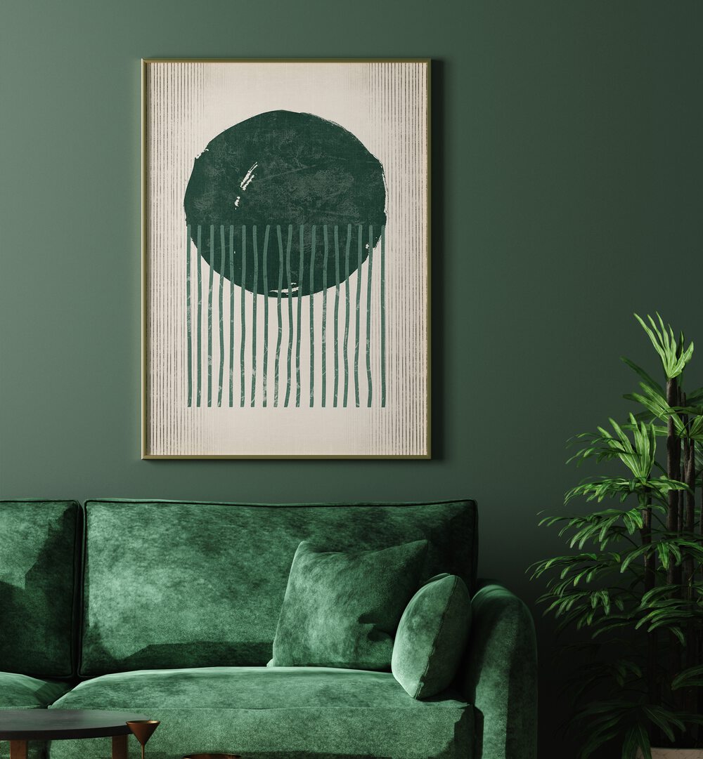 Emerald Round Jellyfish, Geometric Art Prints enhance your decor with stunning marine-inspired abstract design.
