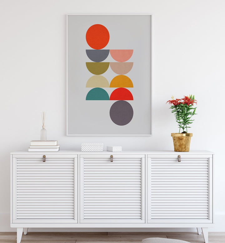CIRCLES IN HARMONY III, GEOMETRIC ART PRINTS bring balance and tranquility to your living space with vibrant circles.