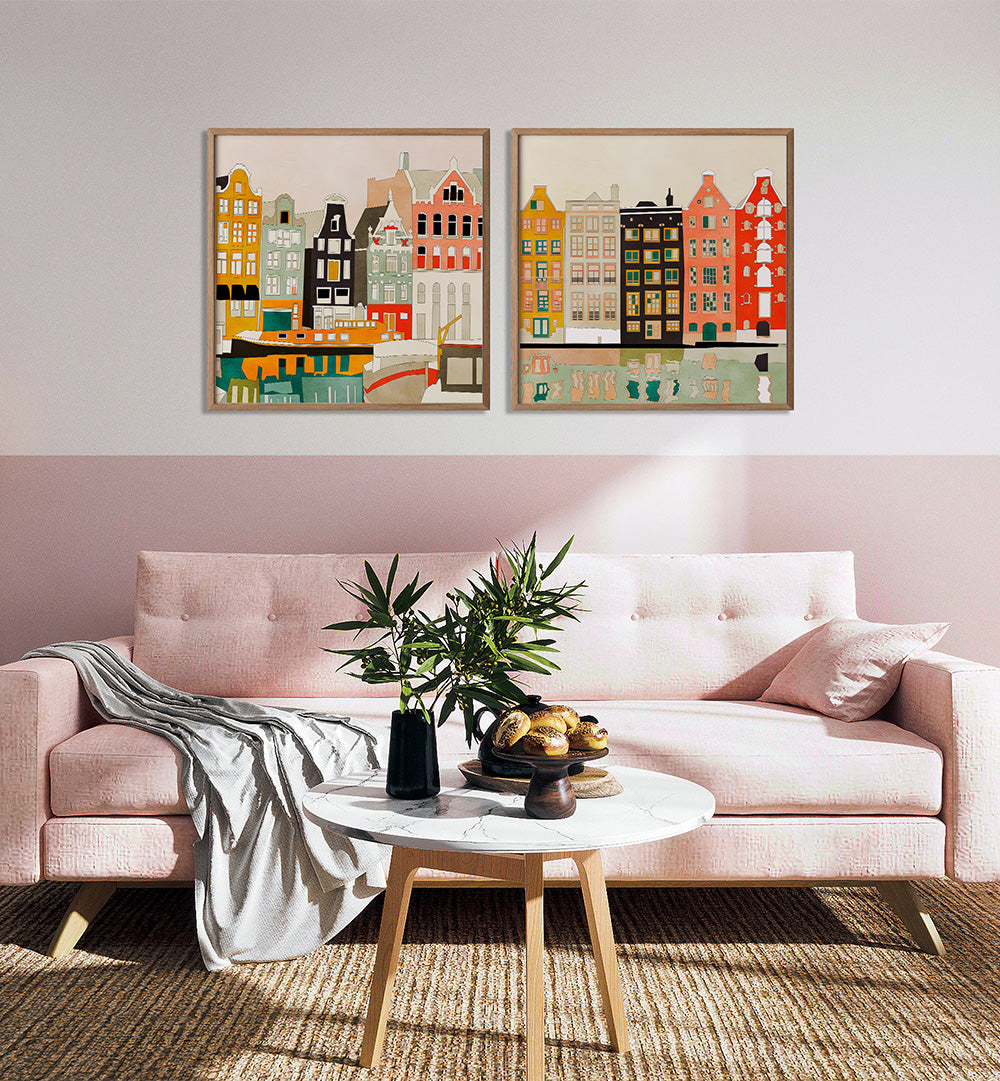 AMSTERDAM REFLECTIONS , SET OF 2 PAINTINGS
