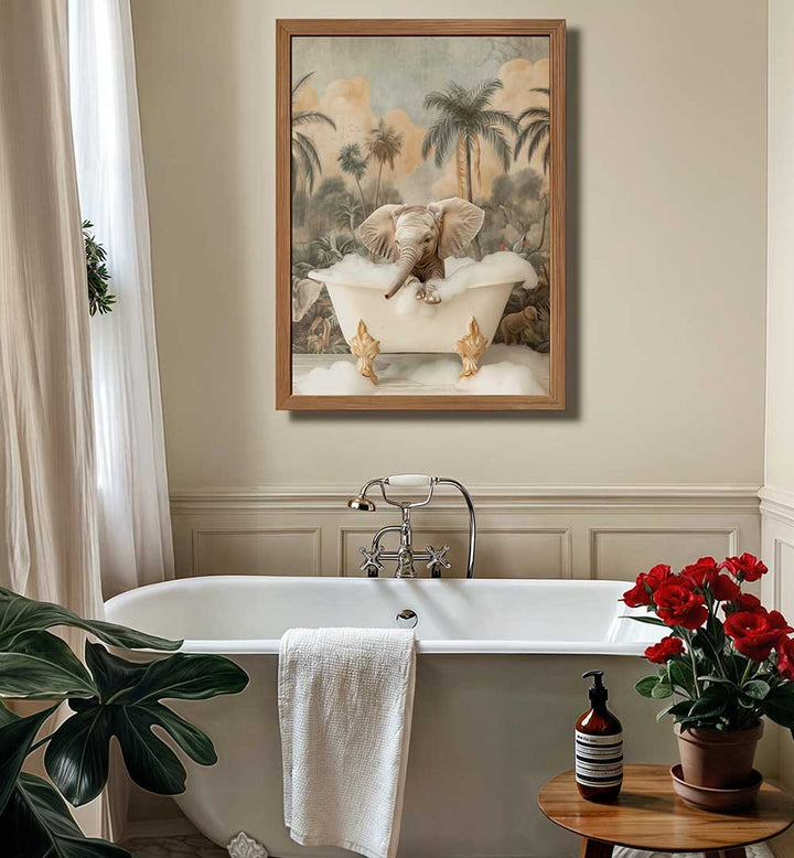 ELEPHANT BUBBLE DELIGHT , BATHROOM ART PRINTS