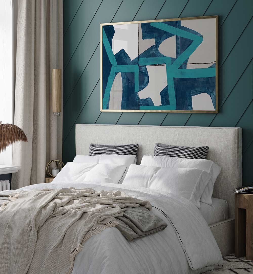 Stylish METRIC BLUE Geometric Art Prints add modern creativity to your home decor, enhancing any contemporary space.