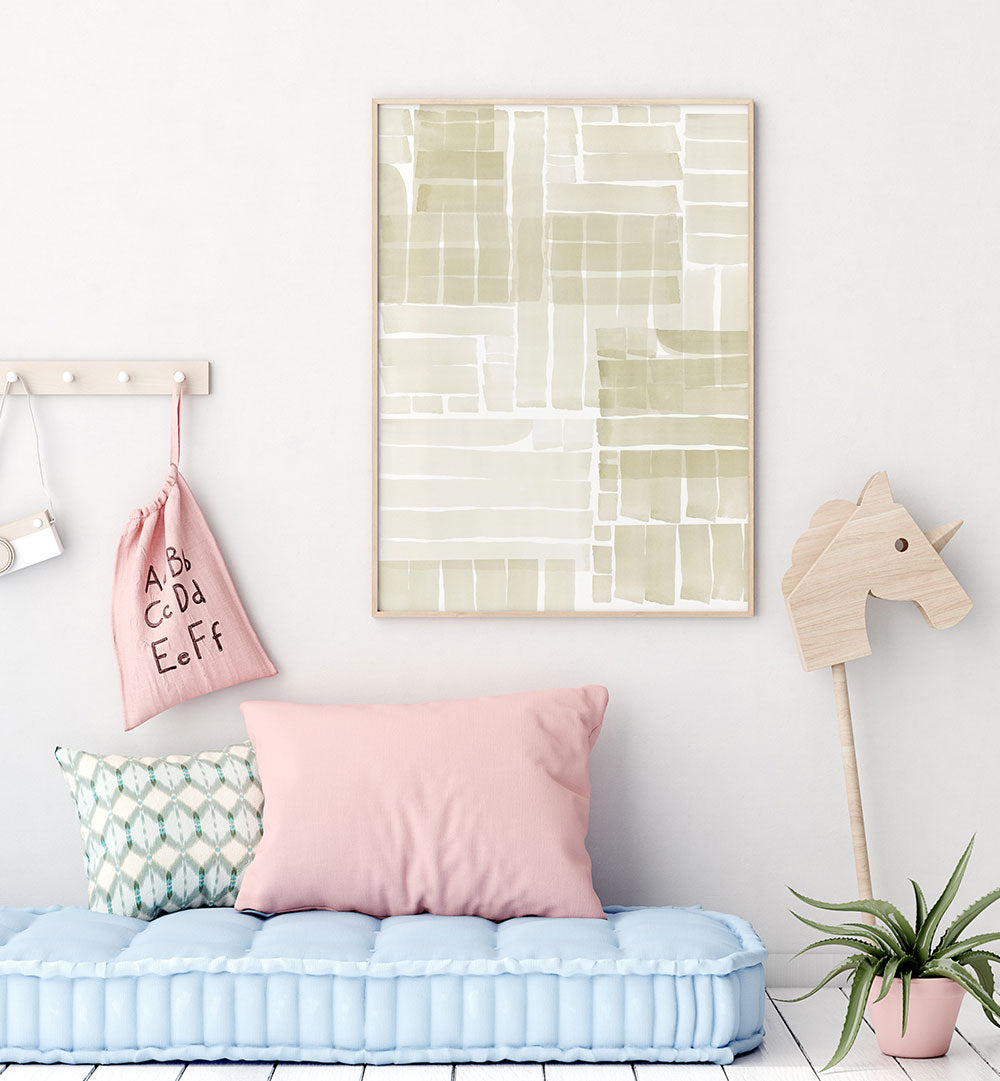 Neutral Tangle Grid II, abstract paintings, enhance your space with soft tones and geometric patterns for modern aesthetics.