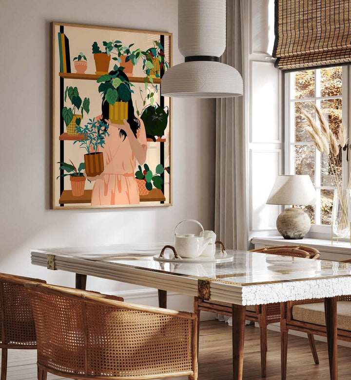 POTTED OASIS , BOHO ART PAINTINGS