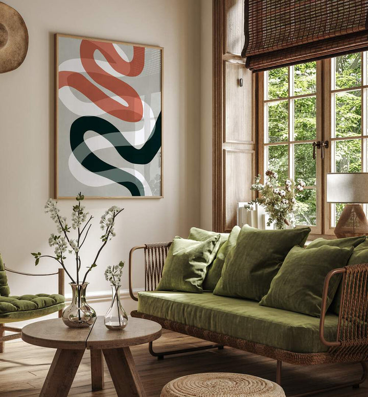 Stylish living room featuring EXPRESSIONIST CURVES, ABSTRACT PAINTINGS to enhance modern decor and creativity.