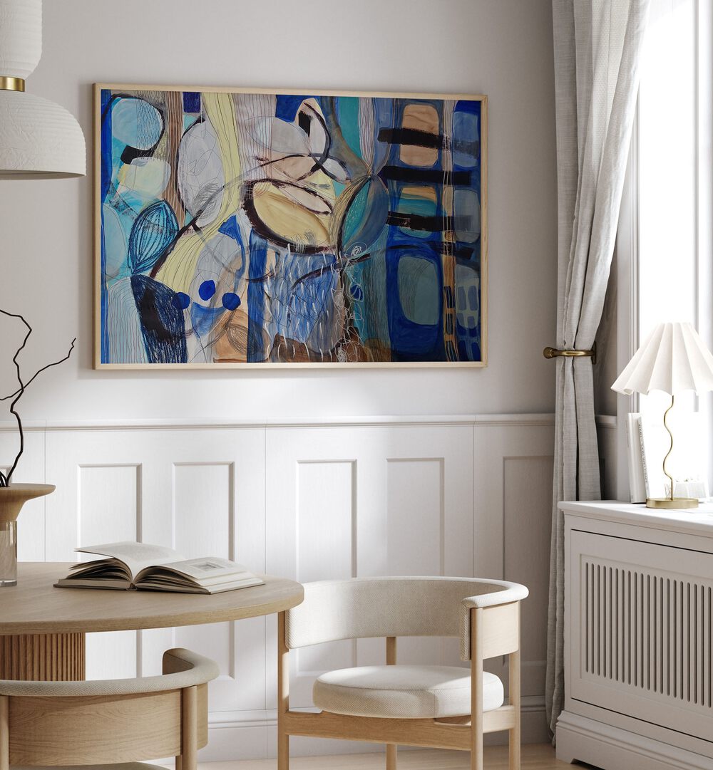 Vibrant LITTLE FISH, BIG FISH IV, ABSTRACT PAINTINGS enhances any room with bold colors and textures. Perfect centerpiece.