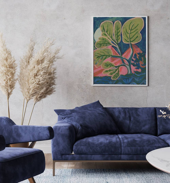 Vibrant GREEN LEAFS, FLORAL FLOWER PAINTINGS by Eleanor Baker enhance any space with natural elegance.