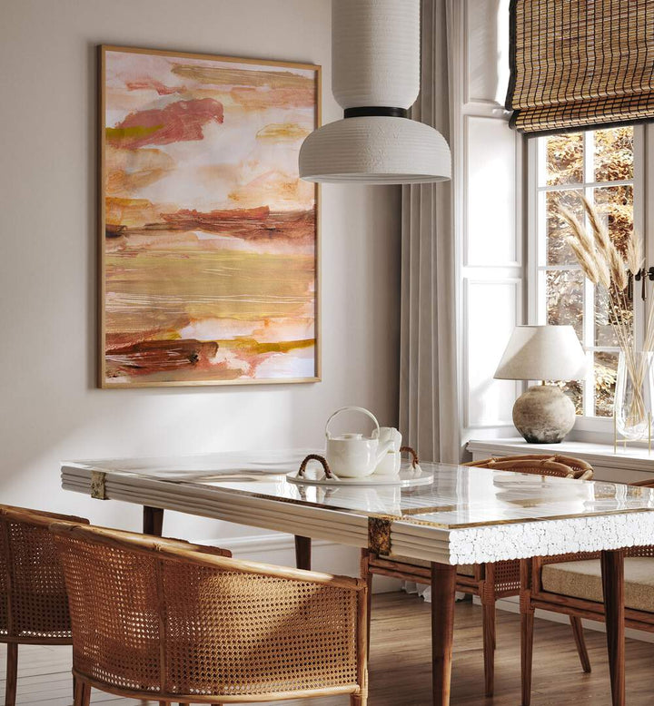 Stylish dining area featuring DESERT SKIES, ABSTRACT PAINTINGS for a modern aesthetic at home.