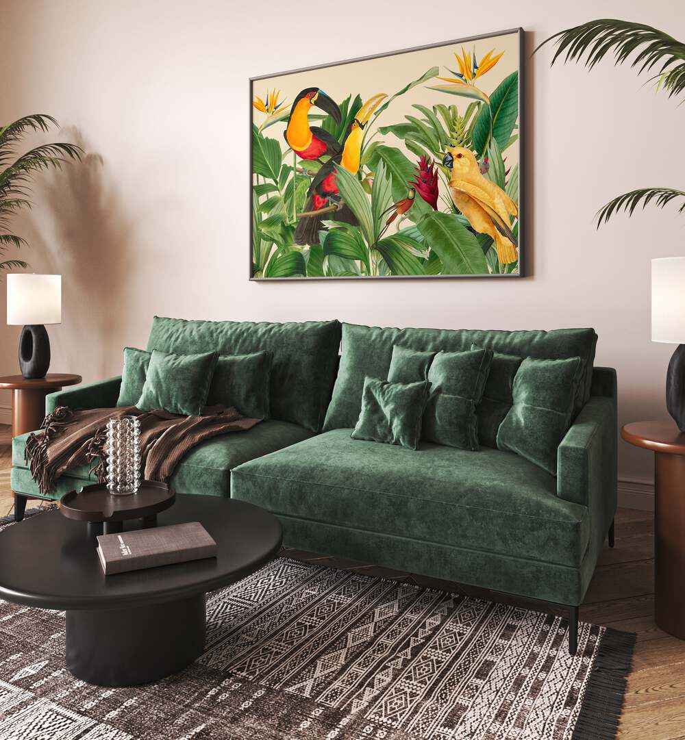 RAIN FOREST BIRD GARDEN , ANIMAL PAINTINGS