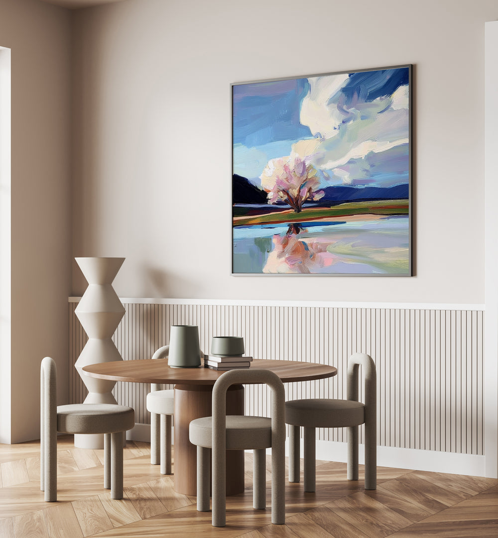 Elegant décor featuring the TREE BY THE BEACH, enhancing serene coastal vibes in a modern living space.