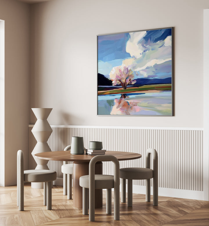 Elegant décor featuring the TREE BY THE BEACH, enhancing serene coastal vibes in a modern living space.