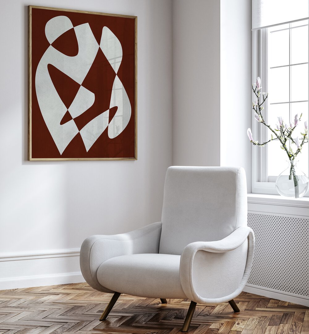 Stylish room featuring MODERN SHAPES, ABSTRACT PAINTINGS that enhance contemporary decor with geometric elegance.
