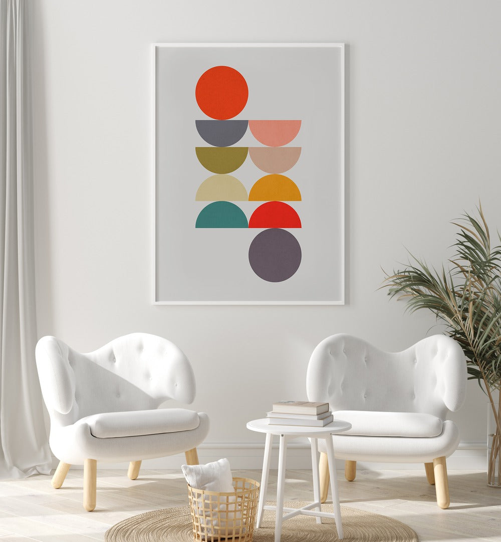 CIRCLES IN HARMONY III, GEOMETRIC ART PRINTS showcase colorful patterns, enhancing balance in any living space.