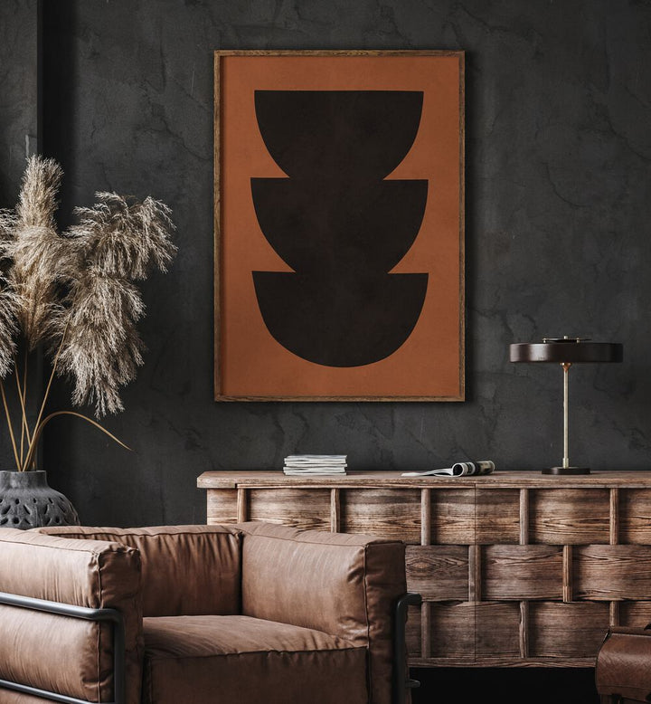 Stylish TRIBAL III, ABSTRACT PAINTINGS on a wall, enhancing modern decor with bold, contemporary design elements.