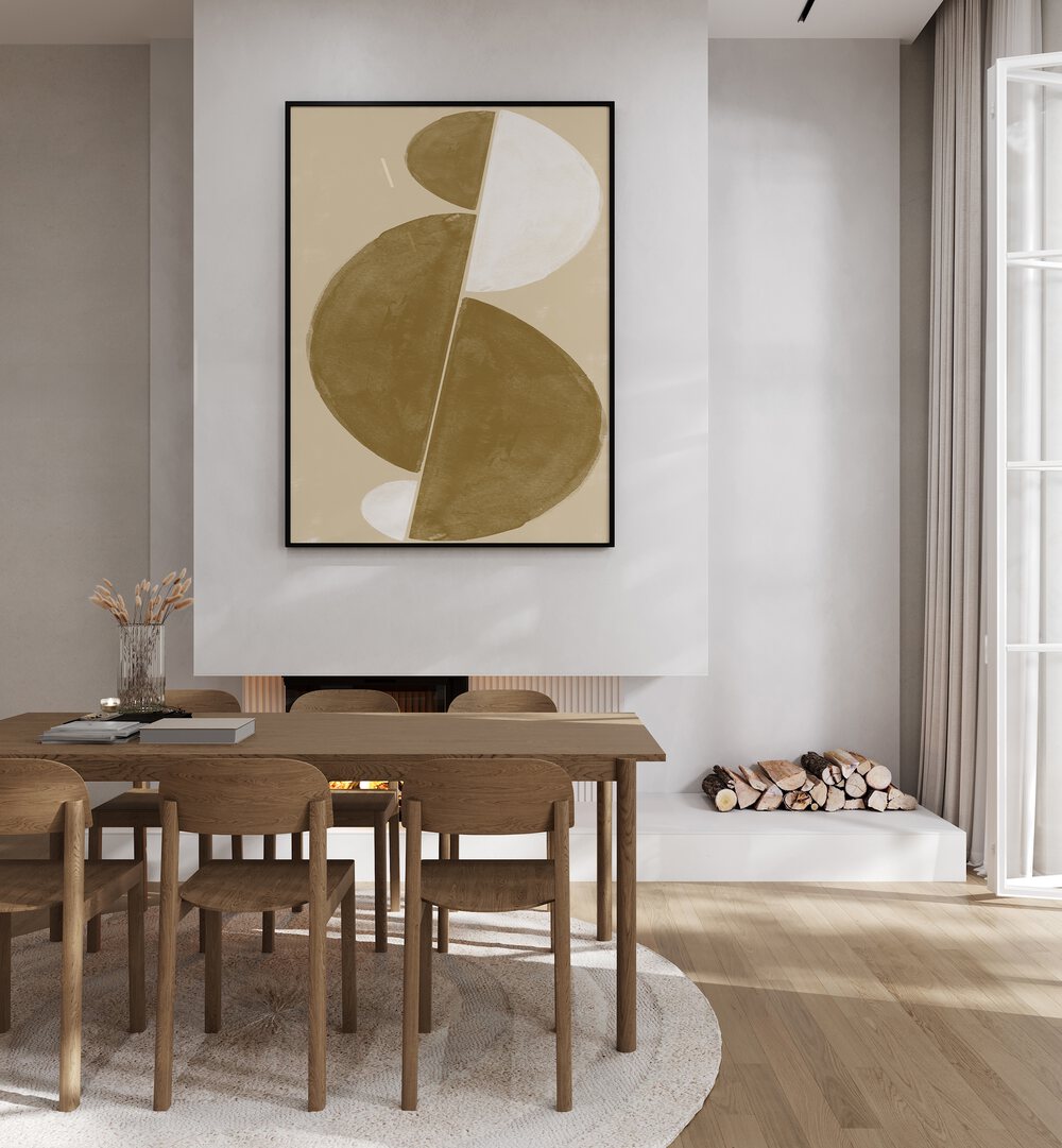 Stylish interior featuring INTERACTION BALANCE NO. III, GEOMETRIC ART PRINTS, enhancing the modern space with abstract art.