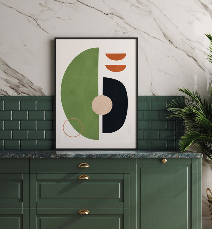 Stylish green and black design showcasing EXPRESSIVE IX, GEOMETRIC ART PRINTS to enhance your creative space.