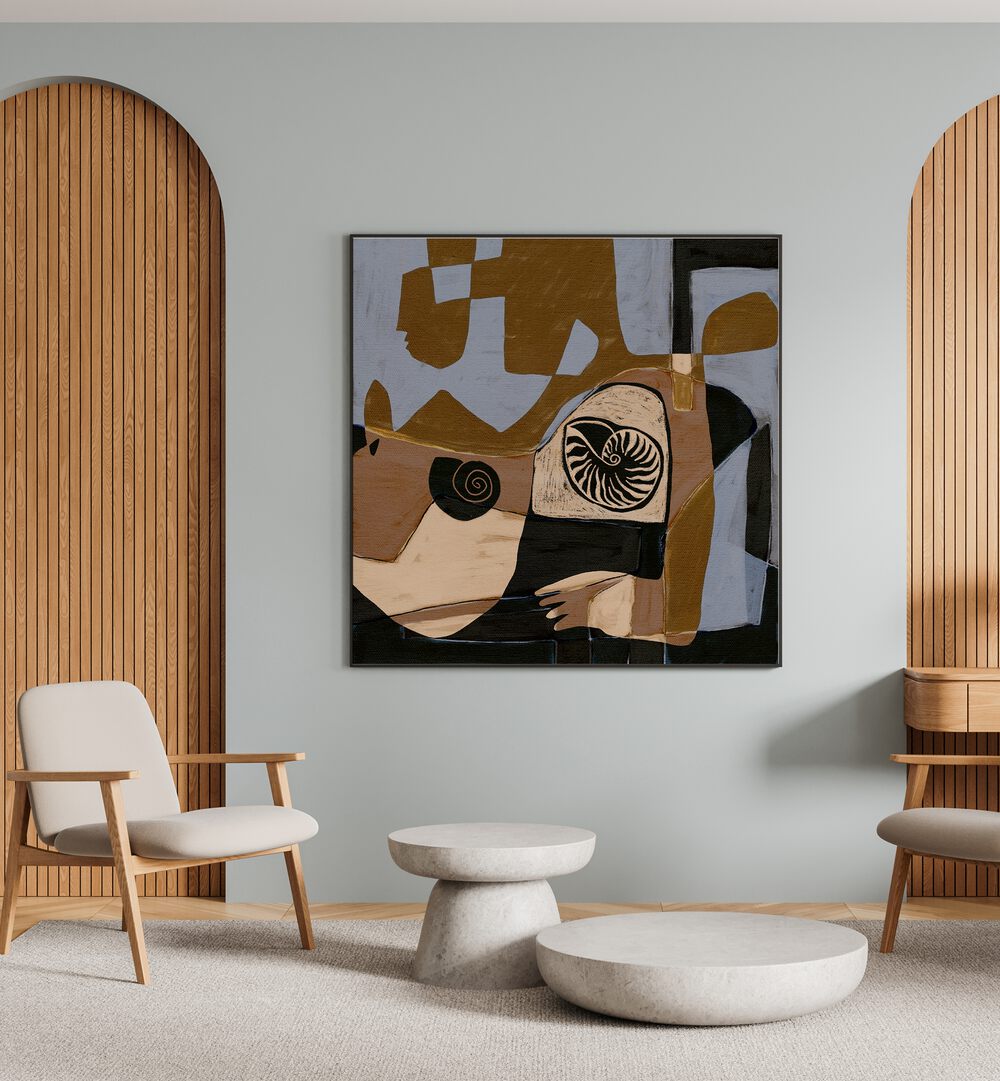 Stylish room featuring ESSENCE III, ABSTRACT PAINTINGS, enhancing modern living with artistic flair and functionality.