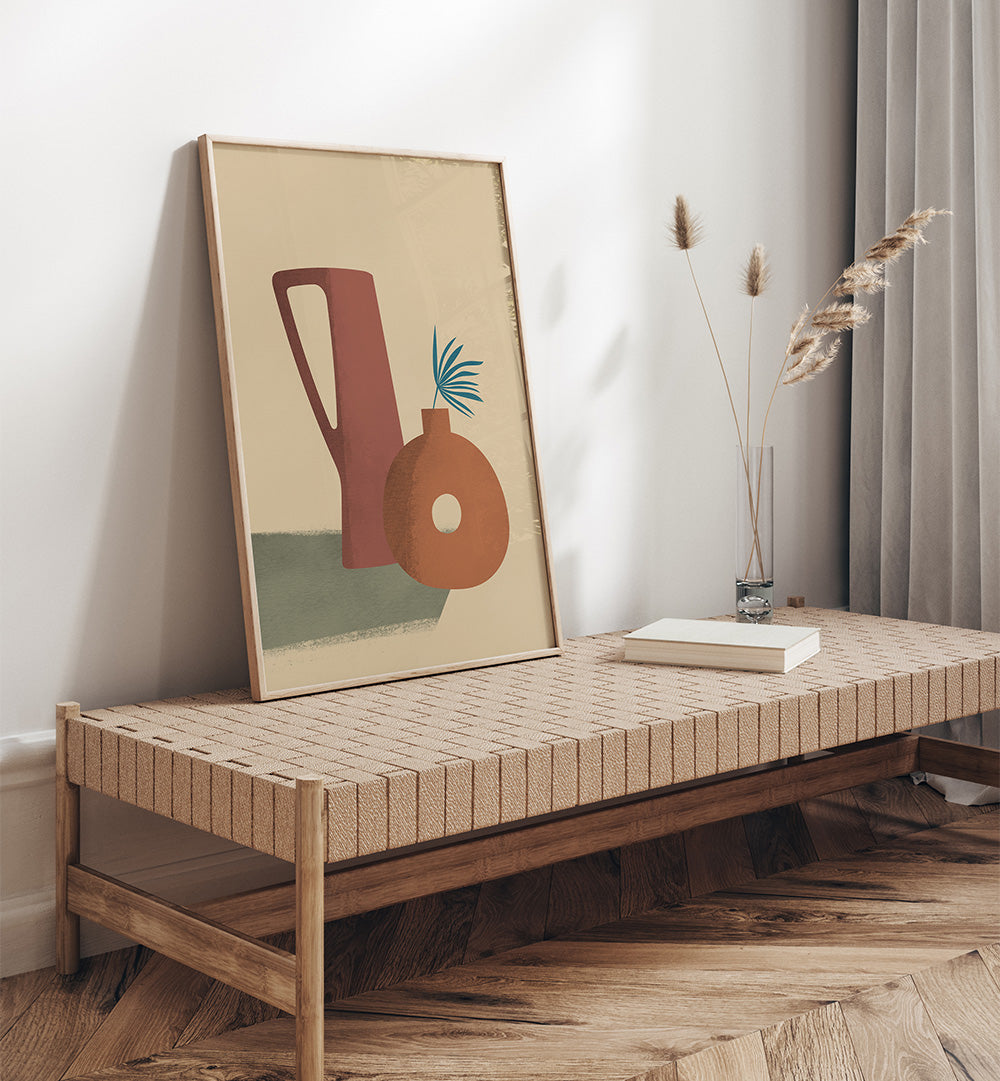 EARTH CLAY VASE , BOHO ART PAINTINGS