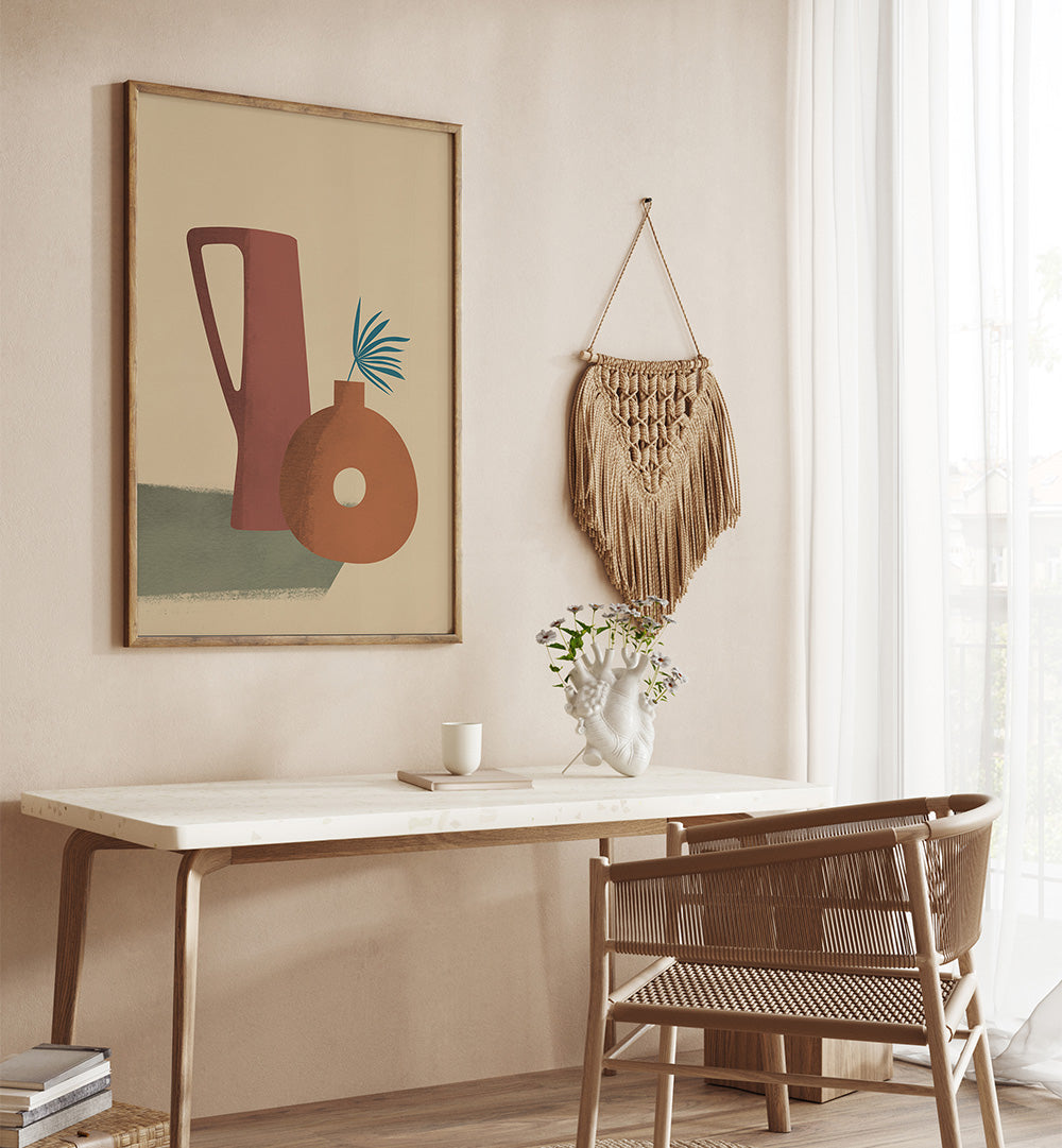 EARTH CLAY VASE , BOHO ART PAINTINGS