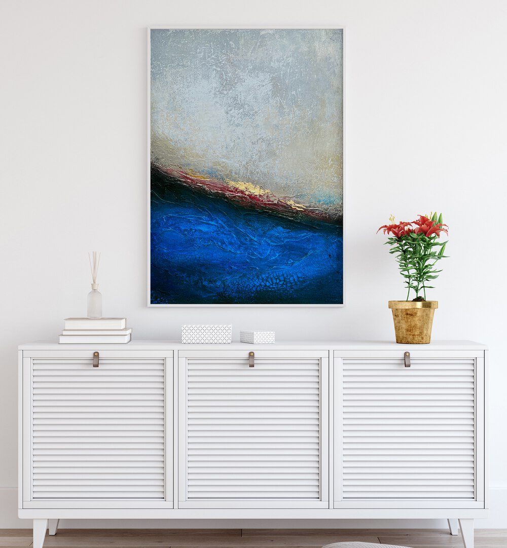 Transform your space with SLATE WAVE, ABSTRACT PAINTINGS featuring unique wave patterns and rich colors.