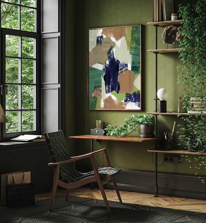 Elevate your decor with ABSTRACT BLUE GREEN BEIGE II, a stunning addition to ABSTRACT PAINTINGS collection.