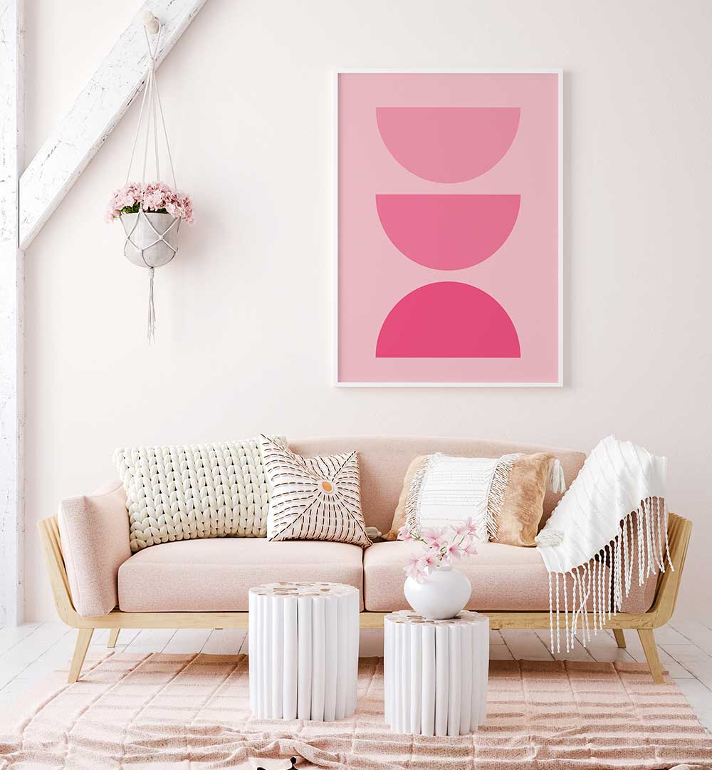 BAUHAUS BOHO PINK VI , GEOMETRIC ART PRINTS