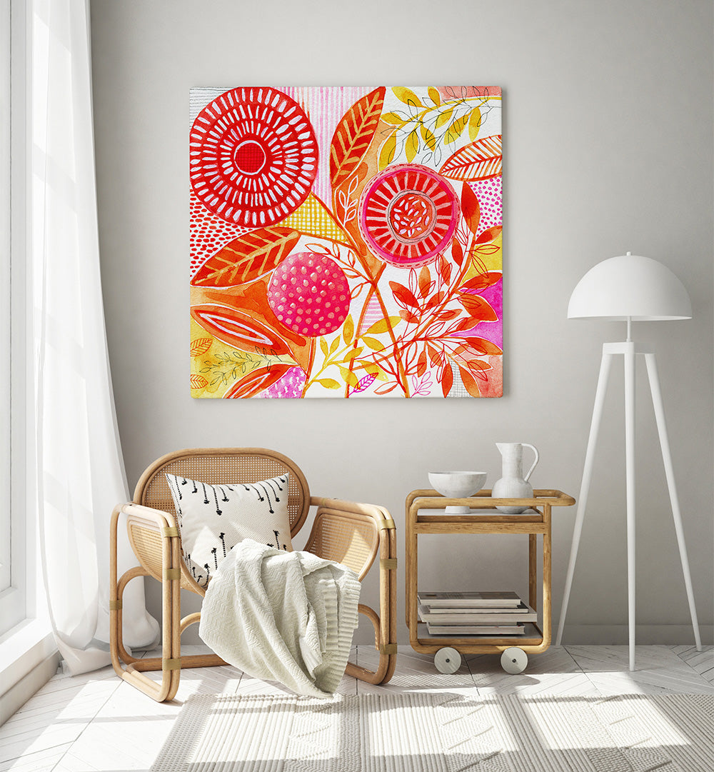 LAYERED BOTANICAL WATERCOLOUR III , FLORAL FLOWER PAINTINGS